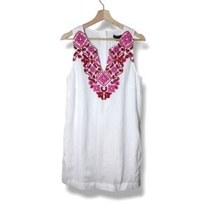 J.Crew Button-Back Linen Shift Dress with Embroidery Size S NWT